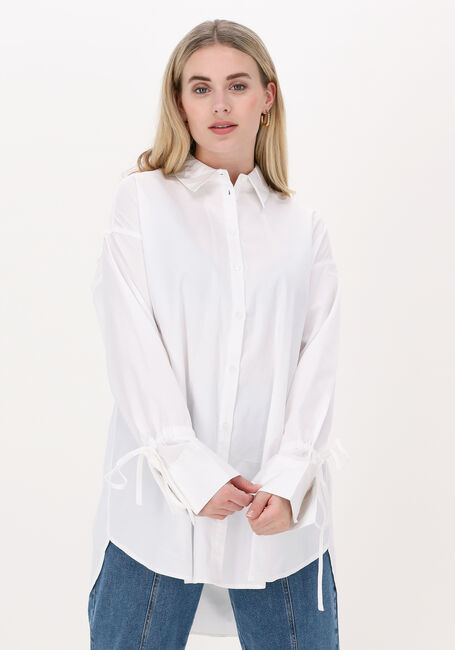 Weiße NA-KD Bluse TIED SLEEVE SHIRT - large