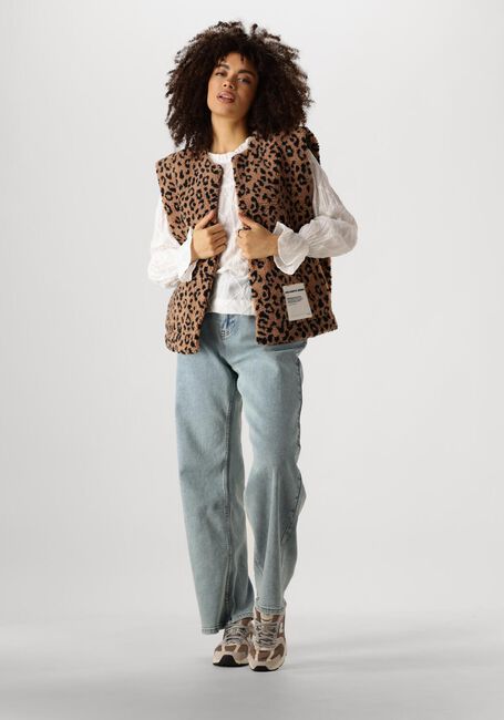 Braune COLOURFUL REBEL Gilet YONI LEOPARD TEDDY GILET - large