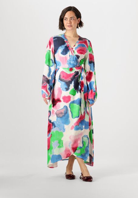 Mehrfarbige/Bunte JANSEN AMSTERDAM Maxikleid NIENKE JURK WM 564 WRAP LONG PUFFED SLEEVE - large