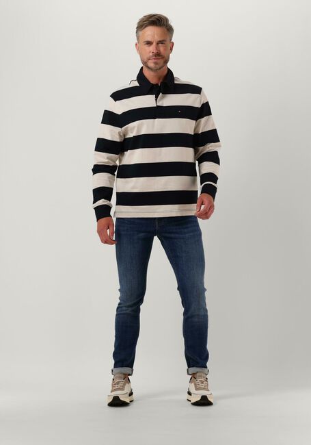 Blau/weiß gestreift TOMMY HILFIGER Polo-Shirt NEW PREP STRIPE RUGBY - large