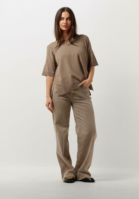 Braune SELECTED FEMME T-shirt SLFWILLE SS KNIT O-NECK - large