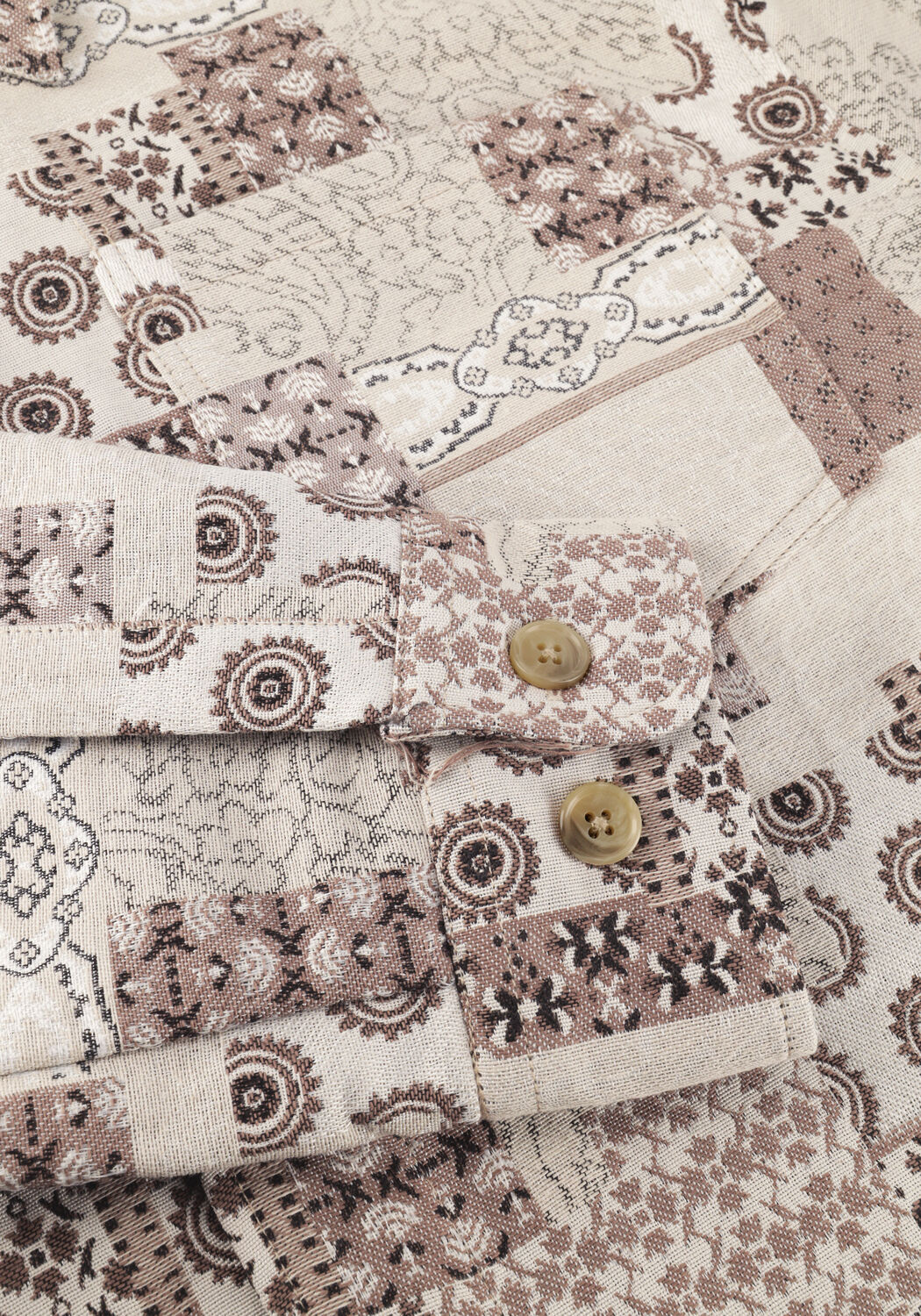 Beige LES DEUX Overshirts LAYTON PATCHWORK JACQUARD OVERSHIRT - large