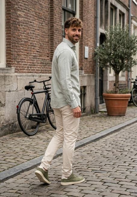 Graue PROFUOMO Klassisches Oberhemd SHIRT X-CUTAWAY SC SF COTTON LINEN - large