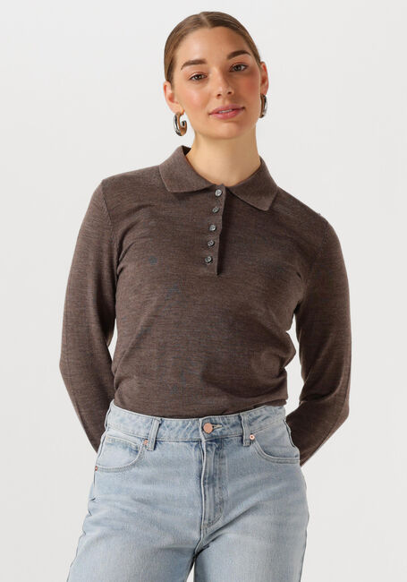 Braune SELECTED FEMME Tops & T-shirts SLFTHEA LS KNIT MERINO COLLAR NECK - large