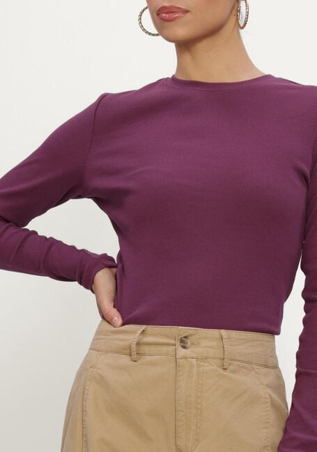 Bordeaux ALIX THE LABEL Tops & T-shirts LADIES KNITTED RIB LONGSLEEVE T-SHIRT - large