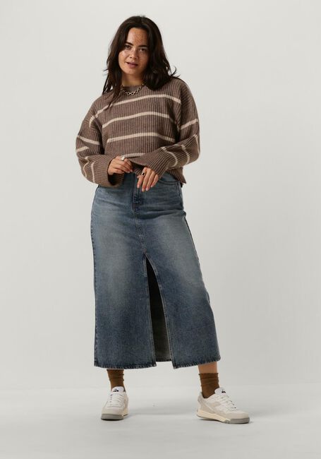 Beige CO'COUTURE Pullover ROW STRIPE BOX CROP KNIT - large