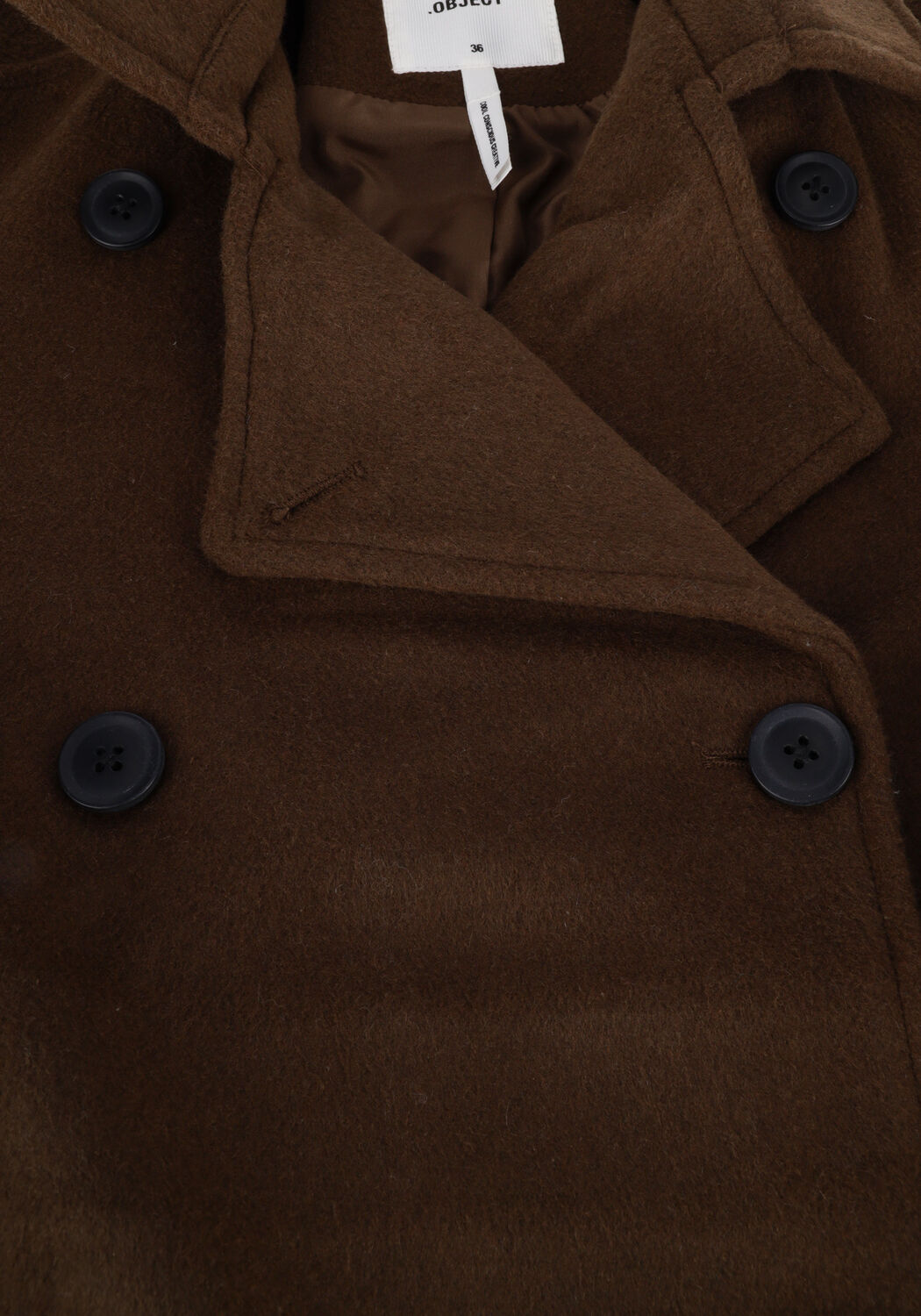 Braune OBJECT M&auml;ntel CLARA WOOL COAT - large