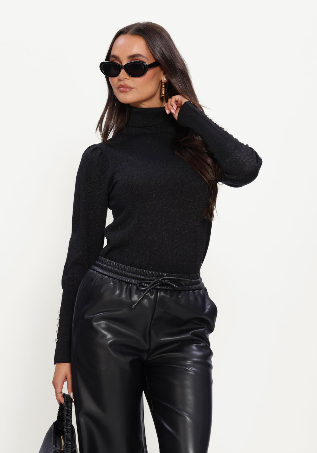 Schwarze NUKUS Rollkragenpullover SYLVIA PULLOVER - large