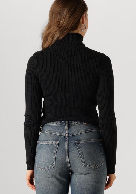 Schwarze TOMMY JEANS Rollkragenpullover TJW MELANGE TRTLNCK FLAG SWEATER - large