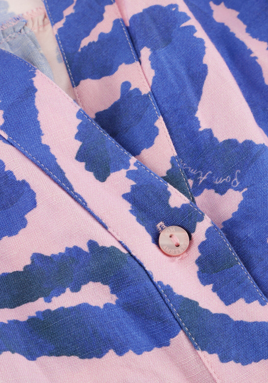 Mehrfarbige/Bunte POM AMSTERDAM Blusen BLOUSE WAVES PINK LINEN - large