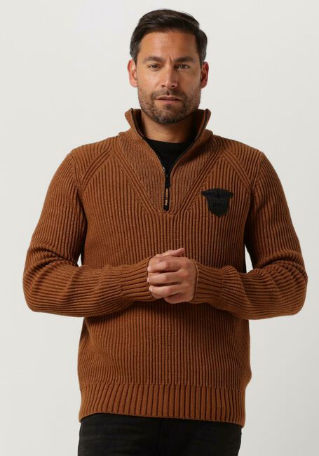 Braune PME LEGEND Pullover HALF ZIP COLLAR COTTON - large