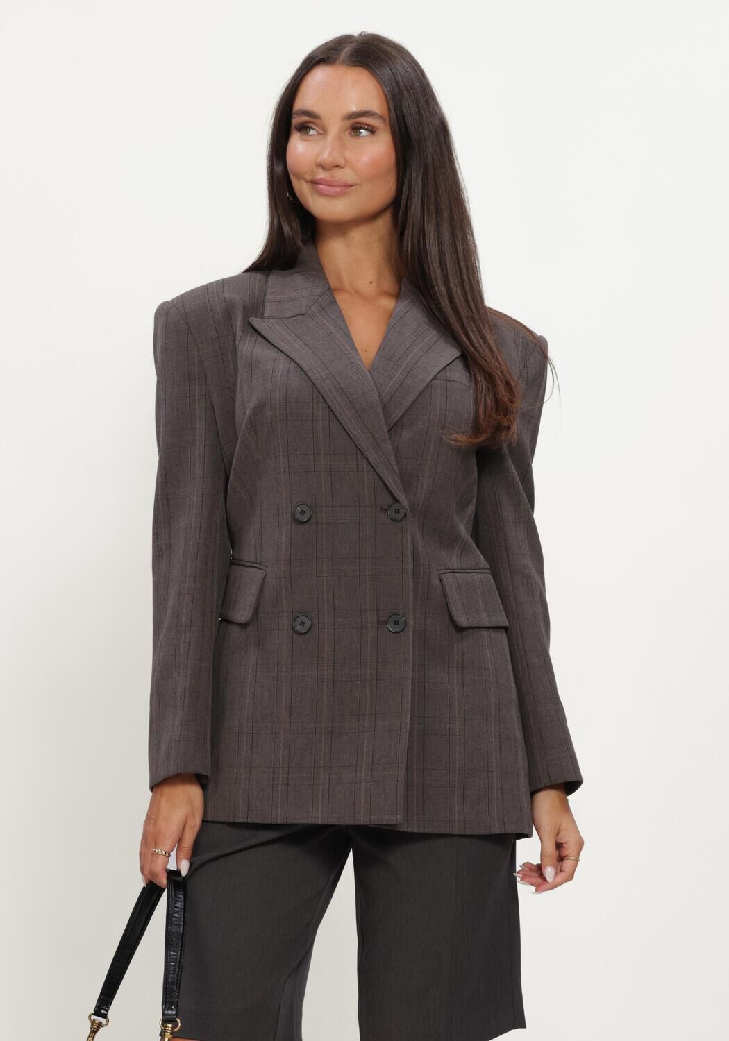 Braune HAUTE L'AMITI&Eacute; Blazer WAIST FIT CHECK BLAZER - large