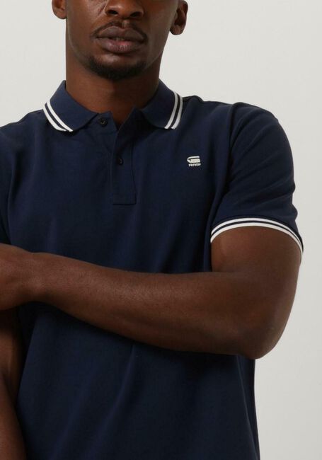 Blaue G-STAR RAW Polo-Shirt DUNDA SLIM STRIPE POLO S/S - large