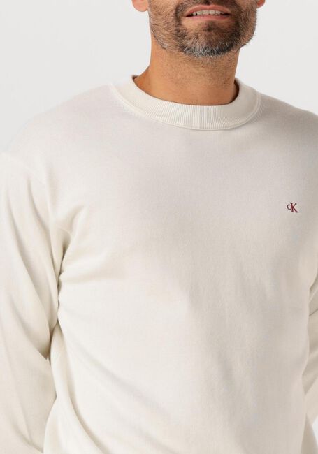 Ecru CALVIN KLEIN Pullover LS EZ COTTON CREWNK SWEATER 12GG - large