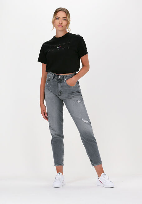 Schwarze TOMMY JEANS Top TJW CROP DRAWCORD TONAL 3 TEE - large