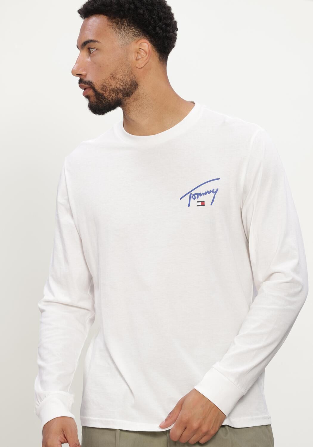 Wei&szlig;e TOMMY JEANS T-shirt TJM SLIM SIGNATURE CHEST TEE LS - large