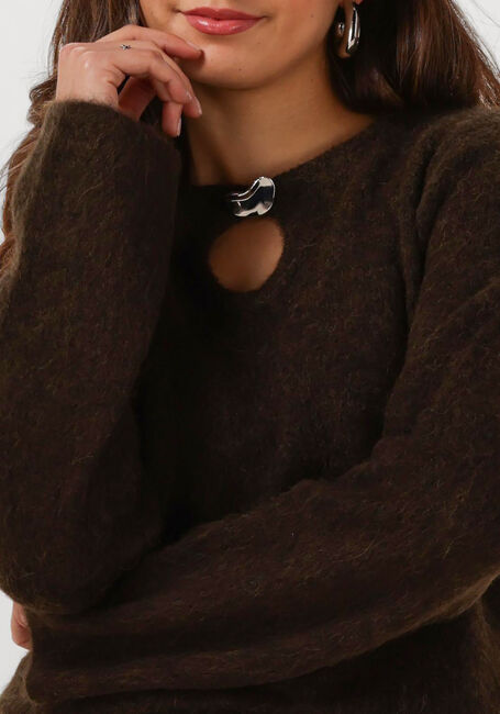 Braune SELECTED WOMEN Pullover SLFLULU BRUSHED LS KNIT KEYHOLE O-NECK - large