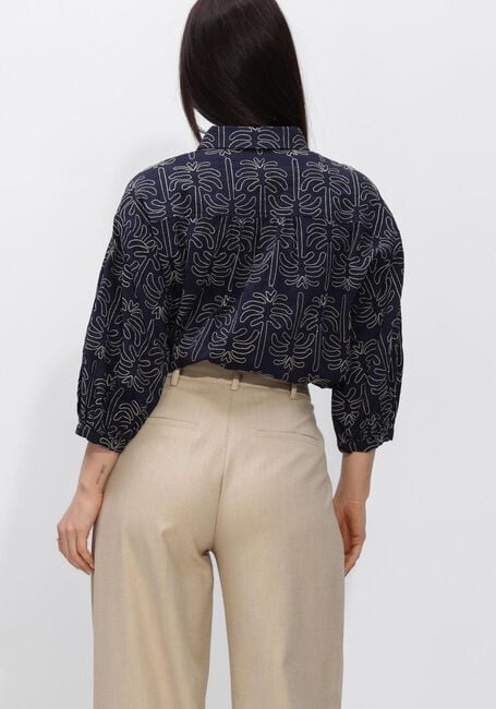 Dunkelblau JANSEN AMSTERDAM Blusen NURIA BLOUSE WPT 761 3/4 SLEEVE WIDE FIT - large