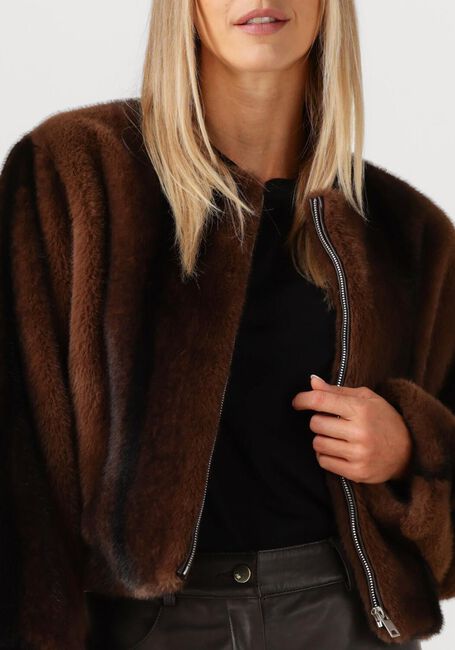 Braune STUDIO AR Fake-Fur-Jack CELESTE - large