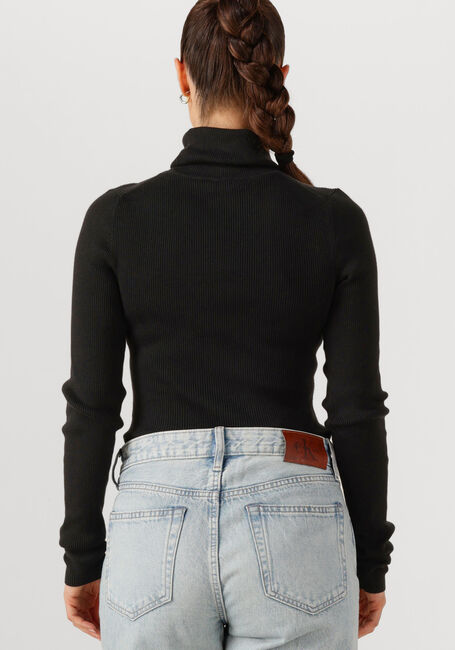 Schwarze CALVIN KLEIN Rollkragenpullover WOVEN LABEL ROLL NECK - large