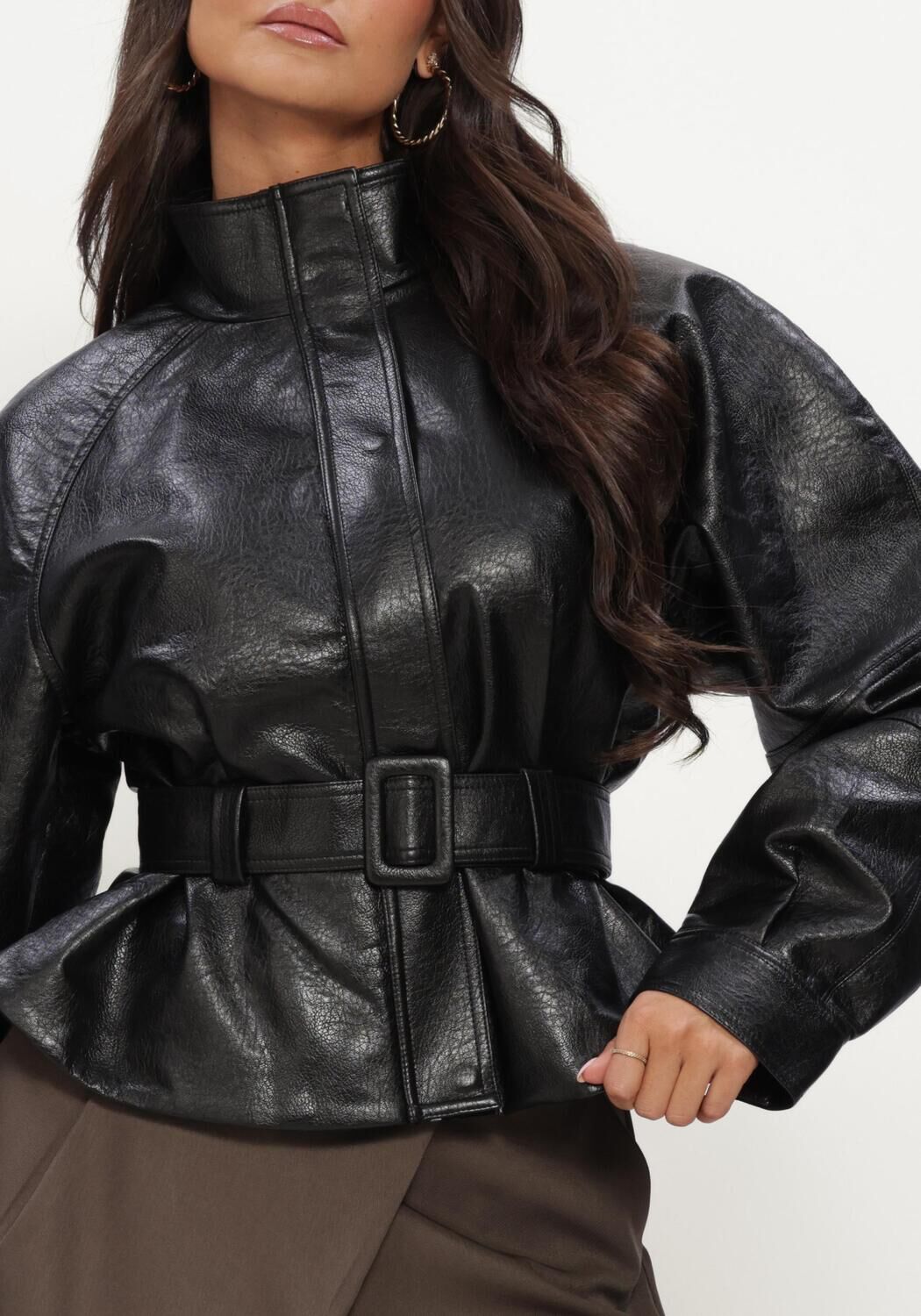 Schwarze NEO NOIR Lederjack JACLYN FAUX LEATHER JACKET - large