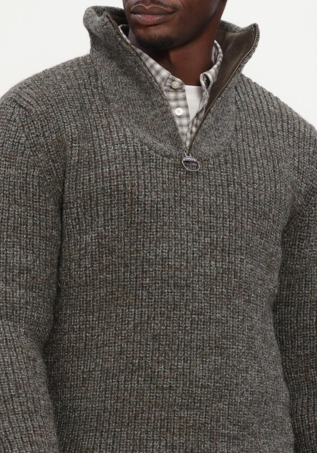 Dunkelgrau BARBOUR Pullover NEW TYNE HALF ZIP KNITTED JUMPER - large