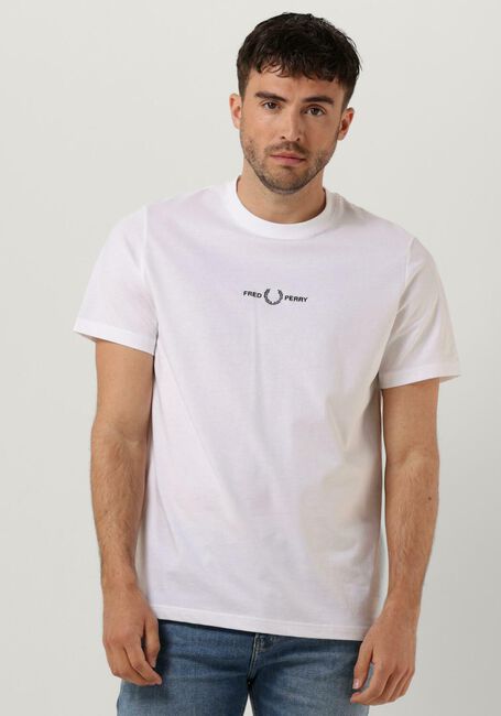 Weiße FRED PERRY T-shirt EMBROIDERED T-SHIRT - large