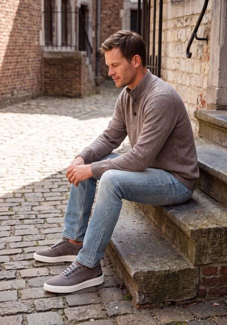 Taupe STEFANO LAURAN Pullover HALF ZIP L - large