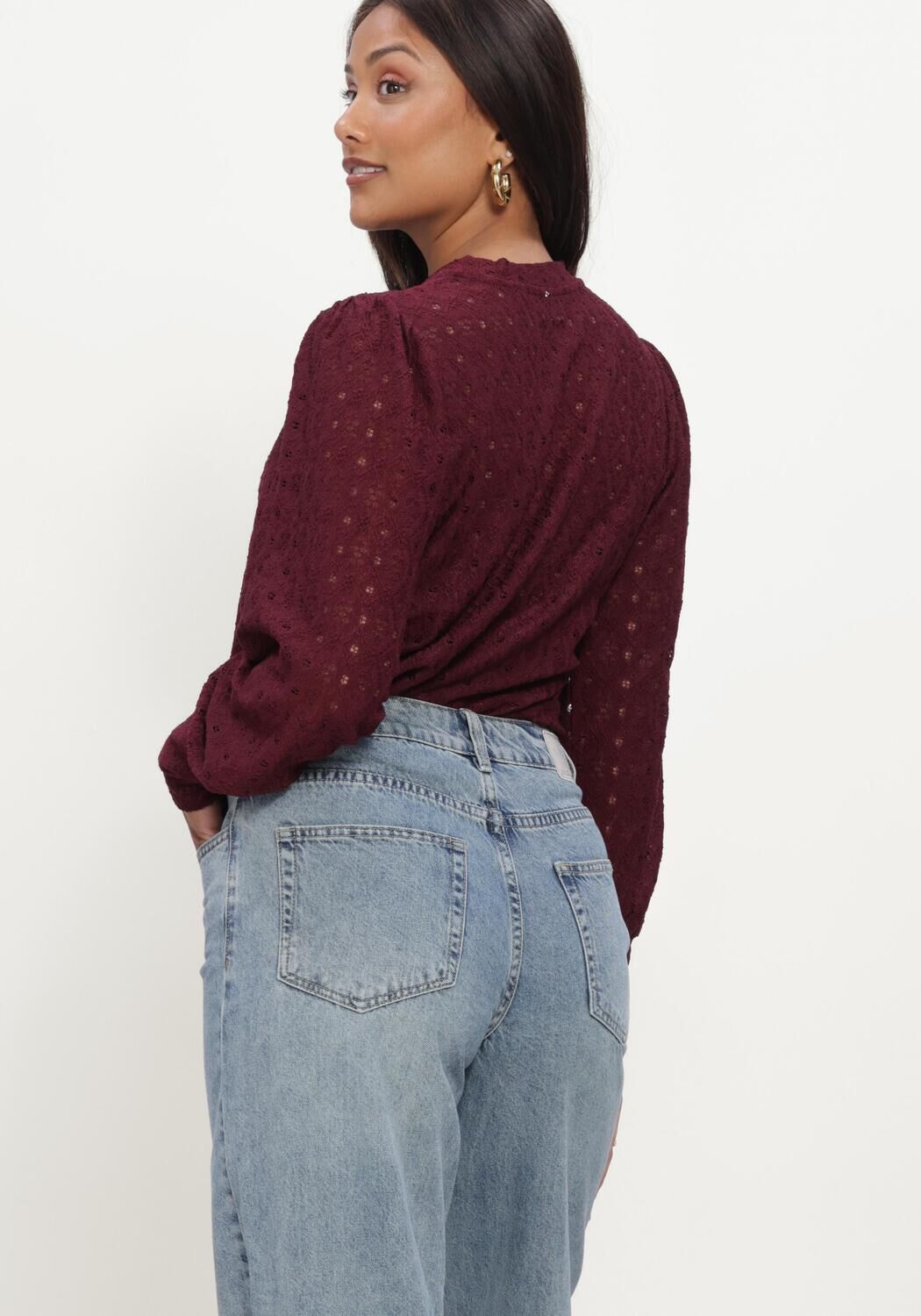 Bordeaux OBJECT Pullover OBJLAILA L/S RE TOP NOOS - large