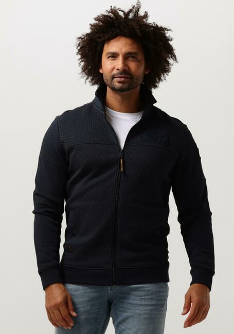 Blaue PME LEGEND Strickjacke ZIP JACKET JACQUARD INTERLOCK SWEAT - large