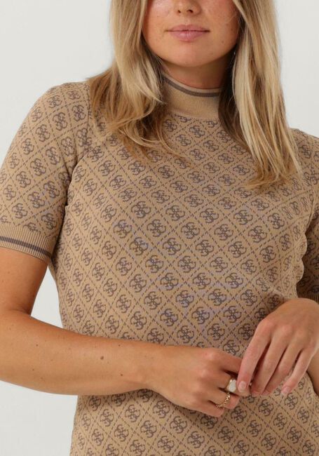 Braune GUESS Minikleid SS LISE 4G LOGO SWTR DRESS - large