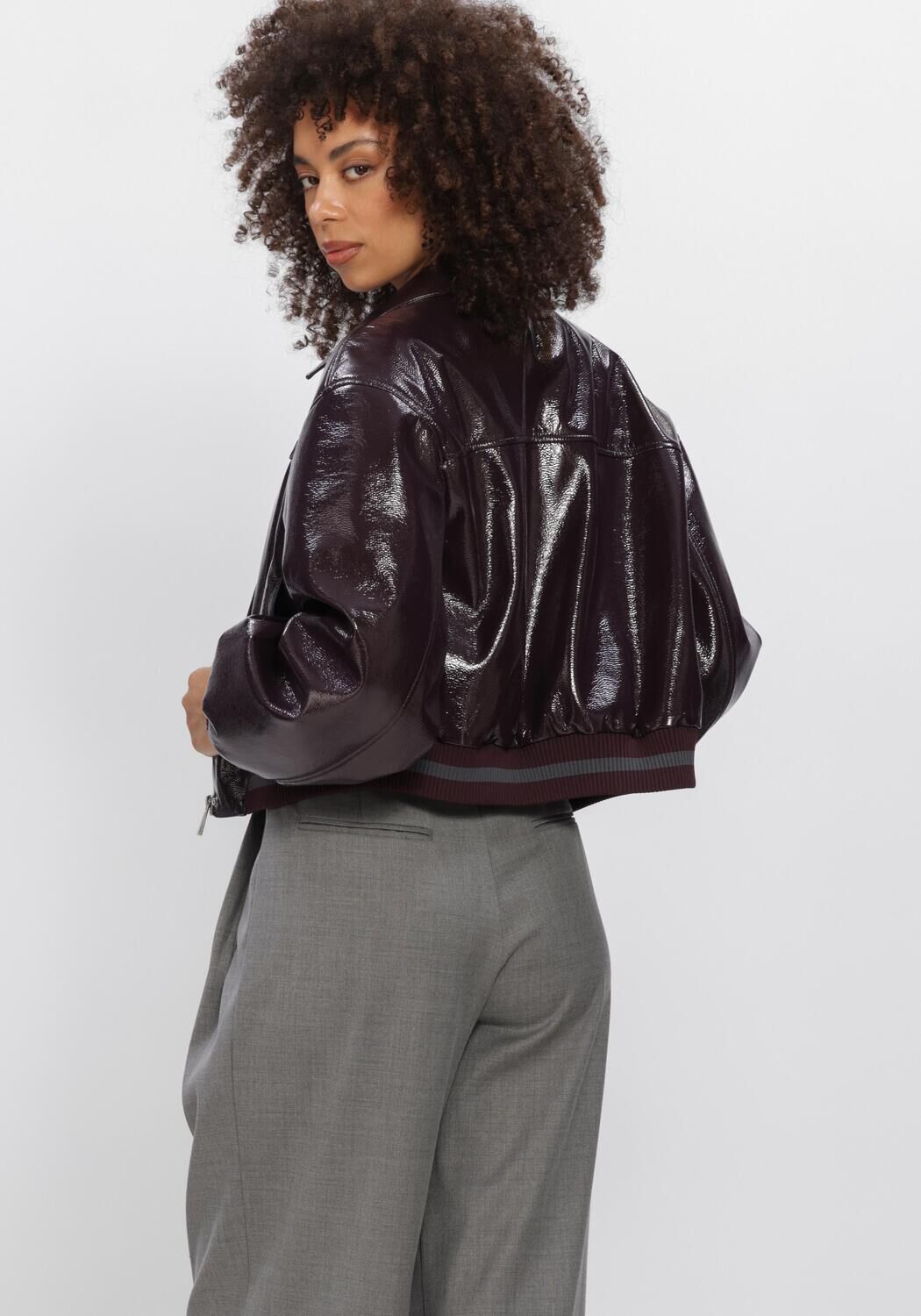 Bordeaux DANTE6 Jack DALYN FAUX CRACKLE LEATHER BOMBER - large