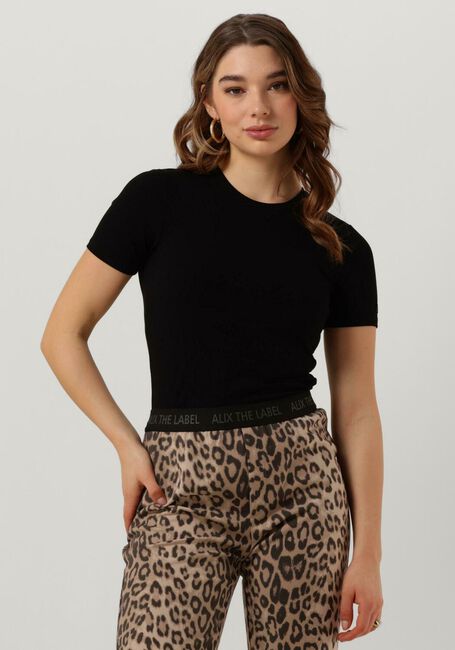Schwarze ALIX THE LABEL T-shirt LADIES KNITTED RIB T-SHIRT - large