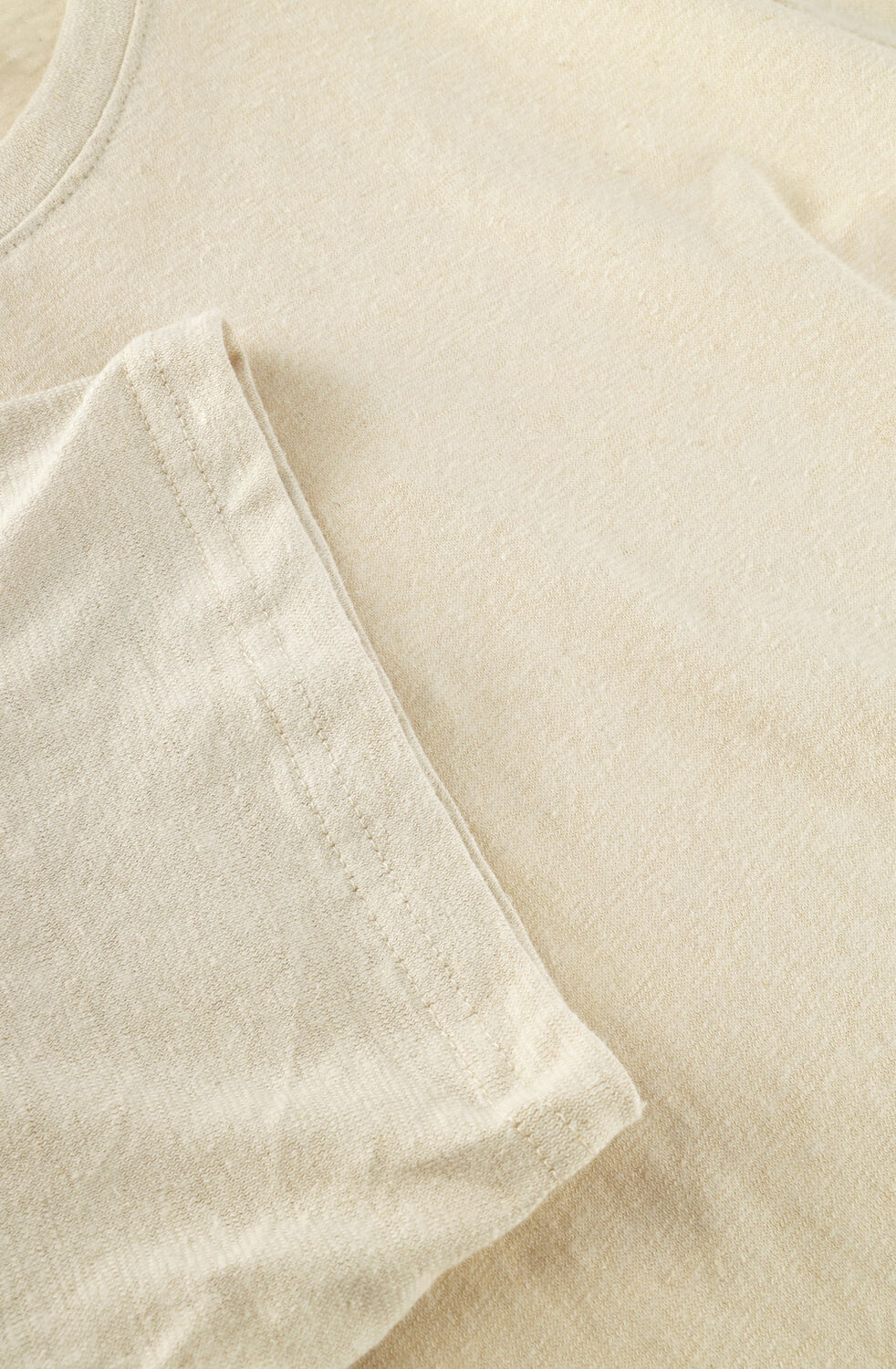 Beige SELECTED MEN T-shirt SLHADAM LINEN BLEND SS TEE NOOS - large