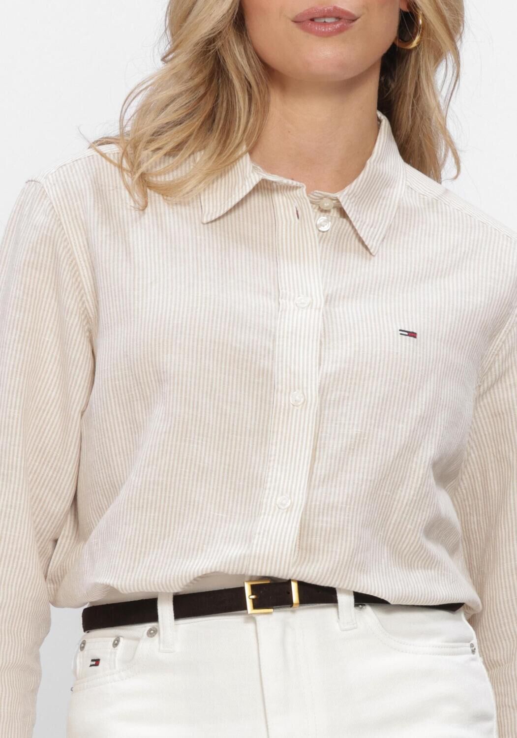 Beige TOMMY JEANS Blusen TJW RLX LINEN SHIRT - large