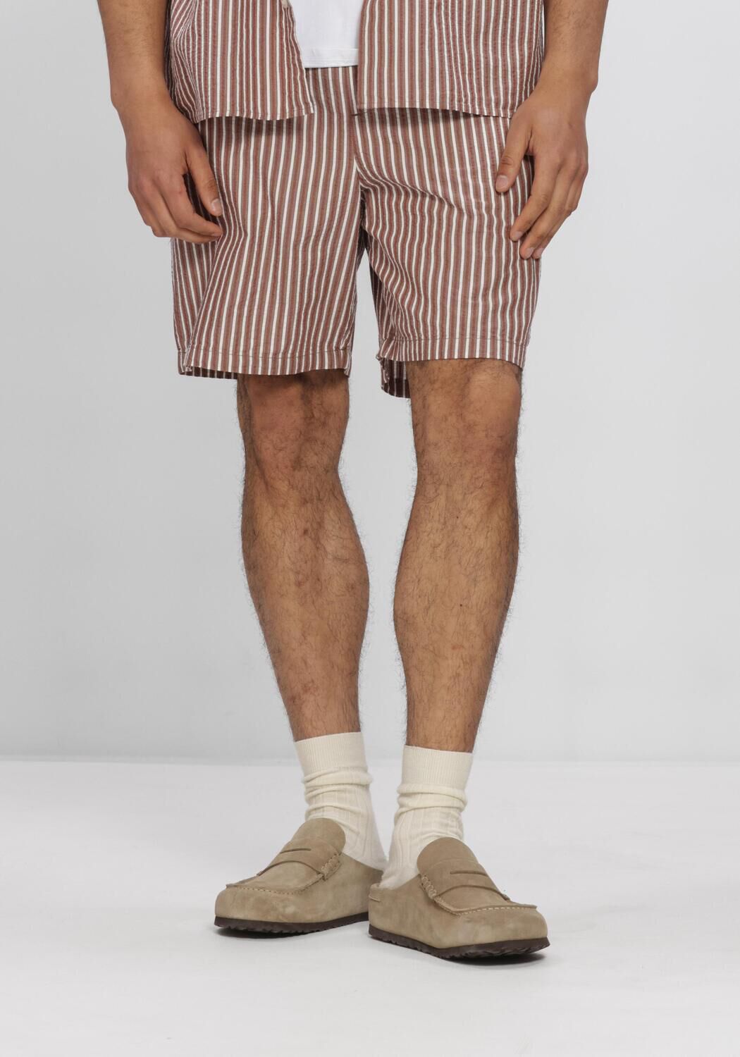 Beige SELECTED MEN Kurze Hose SLHREGSTUART SEERSUCKER  SHORTS - large