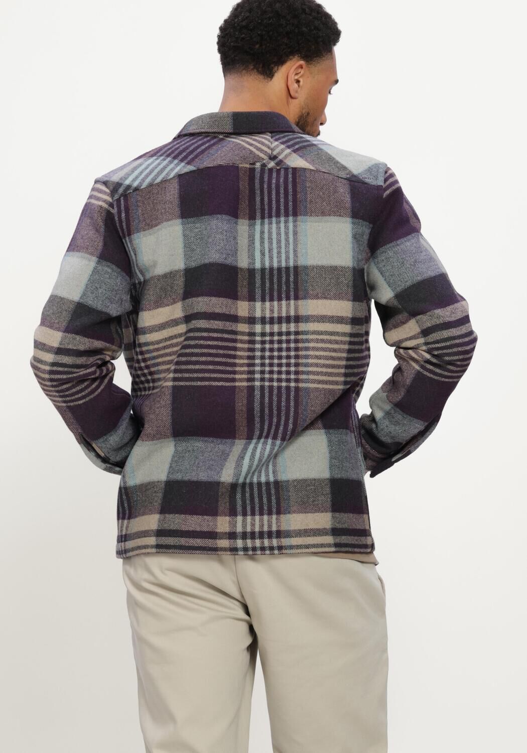 Mehrfarbige/Bunte CAST IRON Overshirt LONG SLEEVE SHIRT WOOL BLEND CHECK - large