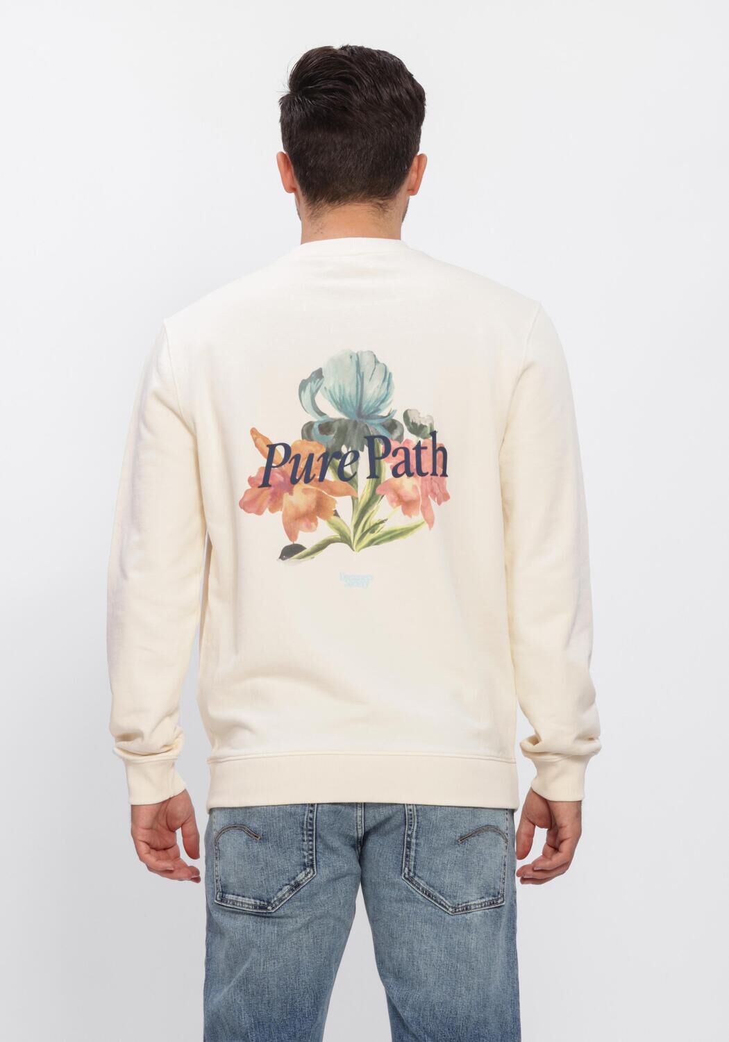 Beige PURE PATH Sweatshirt TRIO OF FLOWERS CREWNECK - large