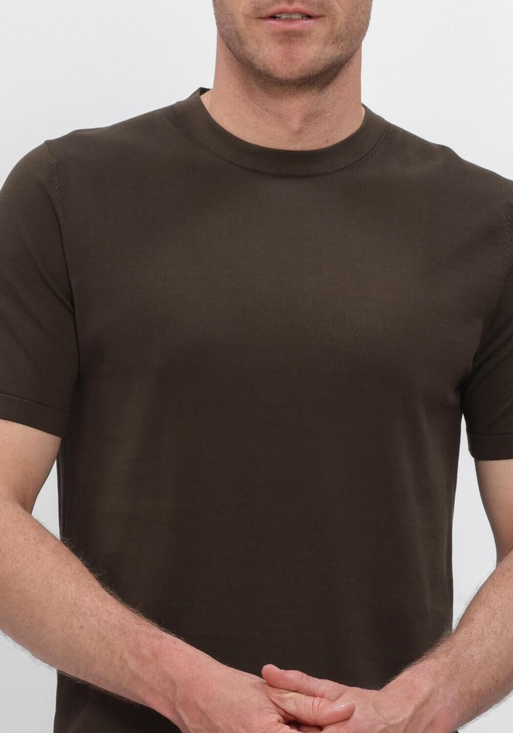 Braune PROFUOMO Polo-Shirt T-SHIRT CREW NECK SS AERO EASE - large