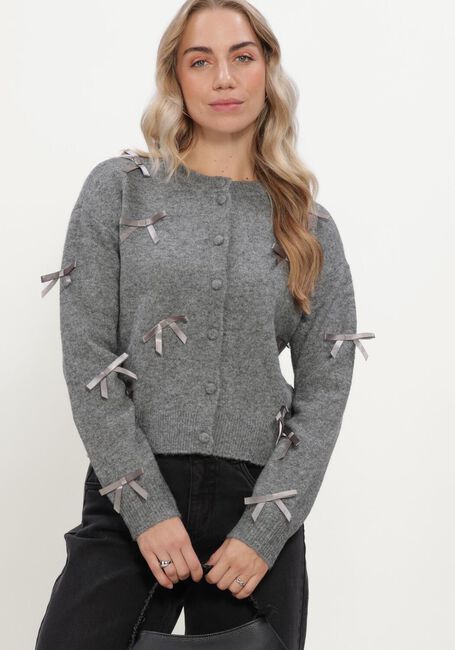 Graue Y.A.S. Strickjacke YASFRILO LS BOW KNIT CARDIGAN - large