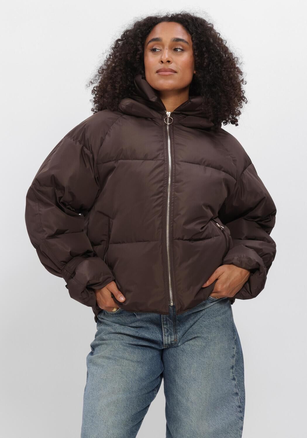 Braune WITHBLACK Wattierte Jack WBLKYLIE REAL DOWN JACKET - large