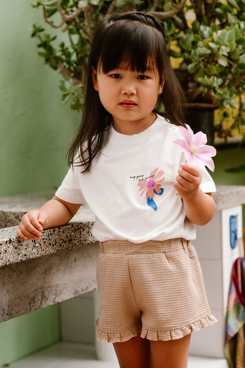 Wei&szlig;e DAILY7 T-shirt T-SHIRT FLOWER ARTWORK - large