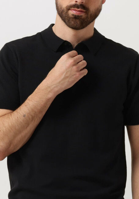 Schwarze PURE PATH Polo-Shirt KNIT POLO WITH CHESTPRINT - large