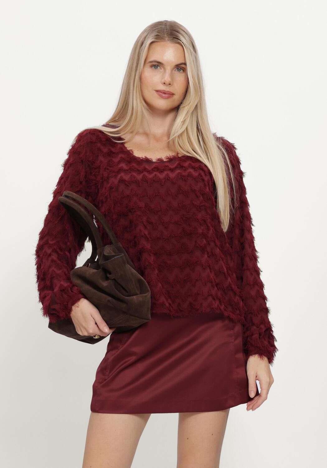 Bordeaux SELECTED WOMEN Pullover SLWMYLA LS RELAXED TOP - large