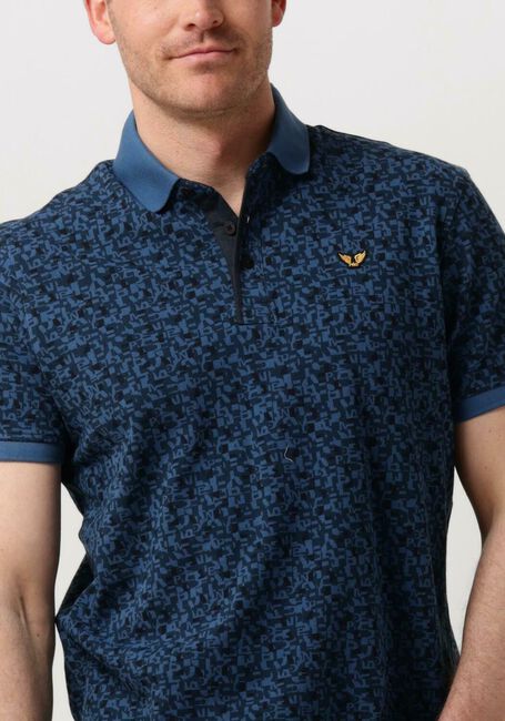 Blaue PME LEGEND Polo-Shirt SHORT SLEEVE POLO FINE PIQUE ALL OVER PRINT - large