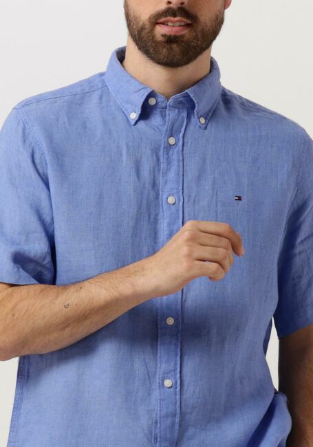 Blaue TOMMY HILFIGER Casual-Oberhemd PIGMENT DYED LINEN RF SHIRT S/S - large