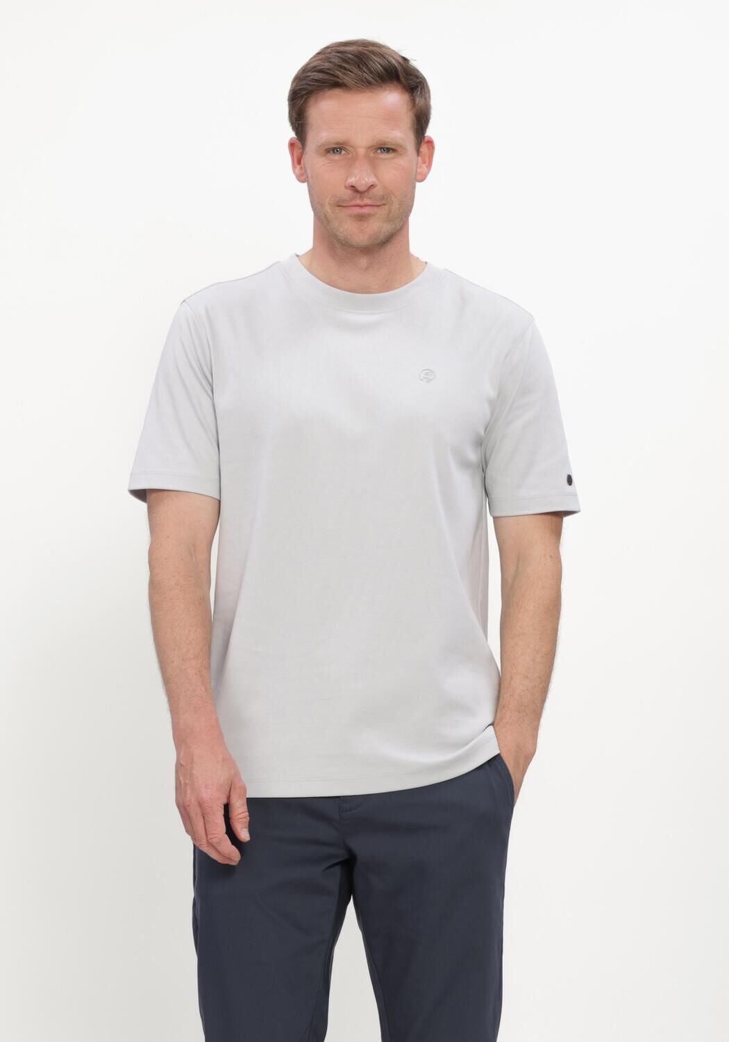 Hellgrau CAST IRON T-shirt SHORT SLEEVE R-NECK REGULAR FIT INTERLOCK - large