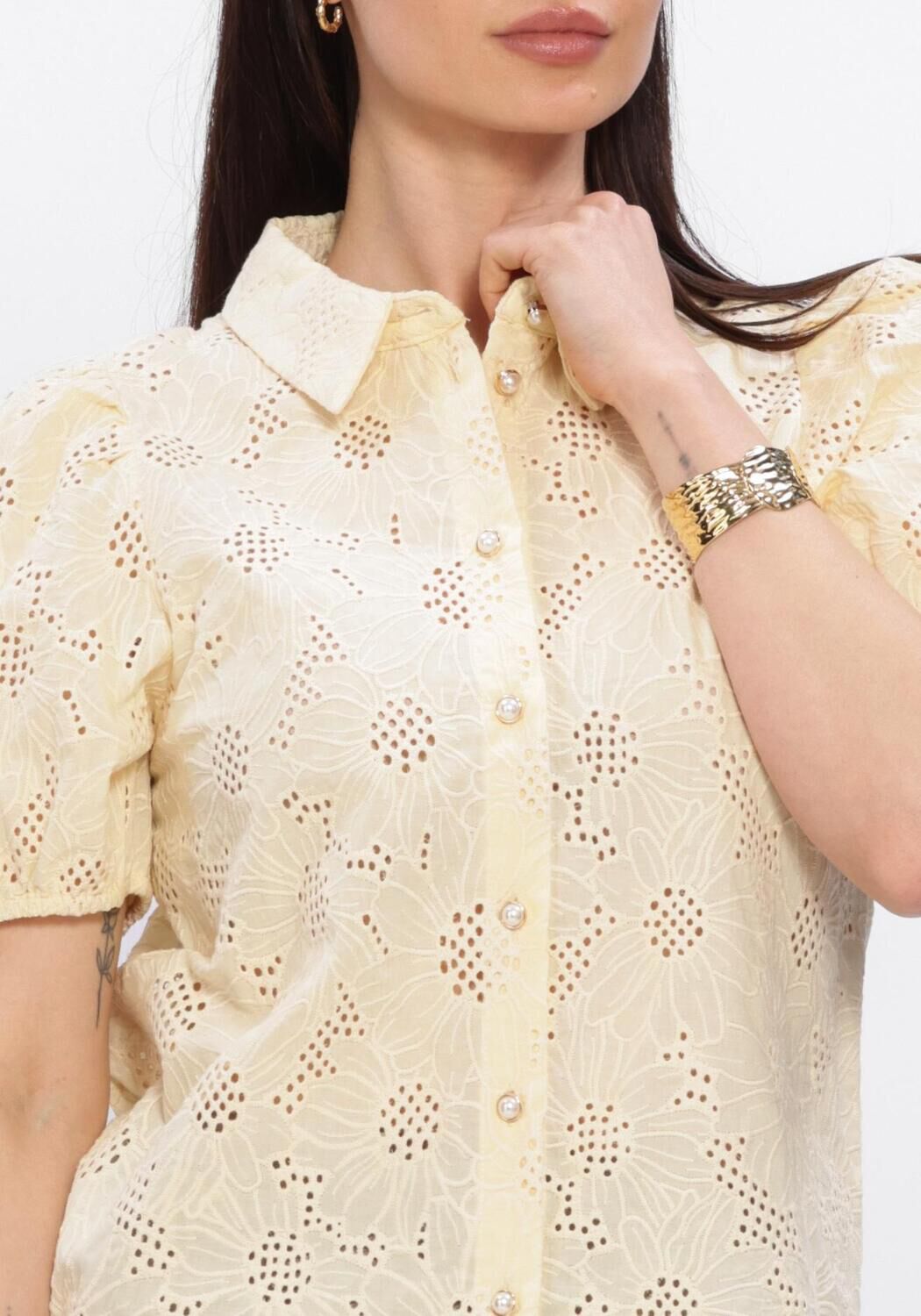 Gelbe FREEBIRD Blusen WV-FLOWER-EMBRO-26-1 - large