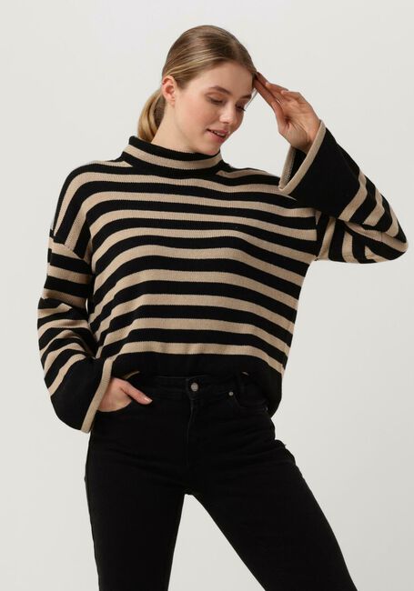 Schwarze MY ESSENTIAL WARDROBE Rollkragenpullover SILA STRIPED KNIT ROLLNECK - large