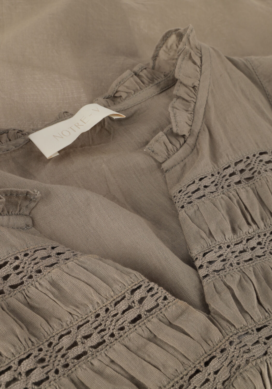 Taupe NOTRE-V Top VOILE TOP SHORT SLEEVES - large